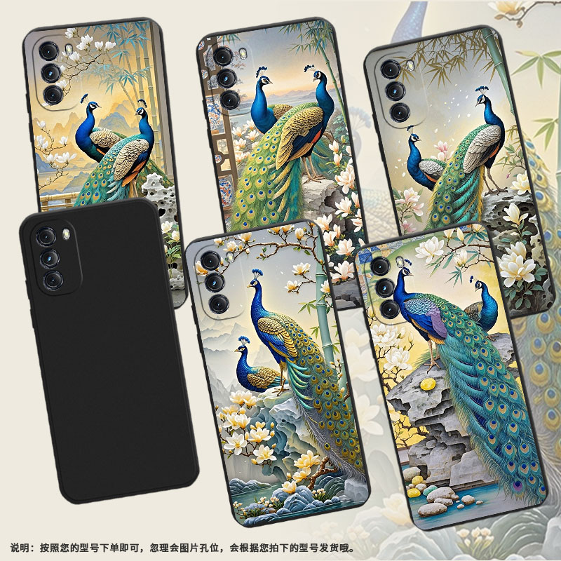 适用MOTOG2022手机壳高级感MotorolaG5G商务磨砂壳孔雀时尚摩托罗拉GPower2022/G5GPlus中国风保护套