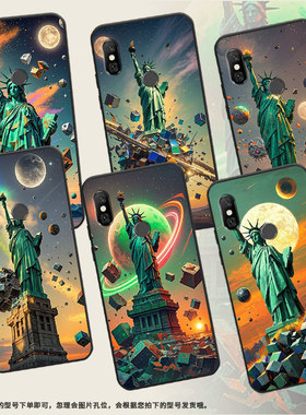 适用红米6手机壳红米6A全包Redminote6硅胶M1804C3CG自由女神像6Pro商务M1806E7TG个性红米note6Pro保护套