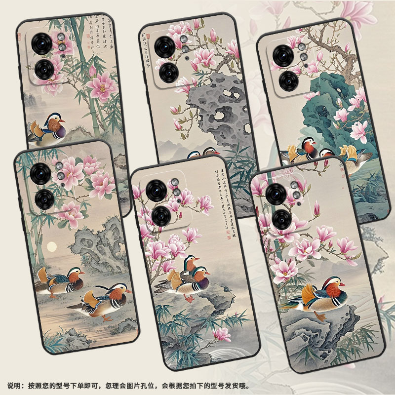 适用MOTOX30Pro手机壳XT2243-2新中式油画商务S50Neo摩托罗拉G85防摔S30Pro高级X50Ultra个性XT2401-2软壳