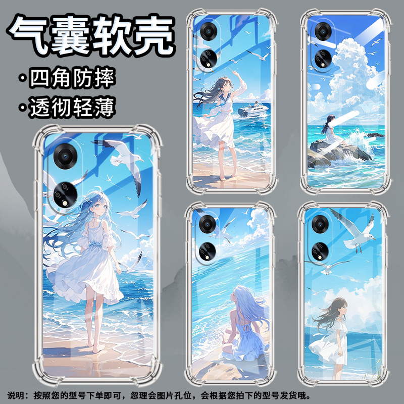 适用OPPOF9手机壳OPPOF19Pro防摔OPPOFindX5Lite白裙女孩OPPOF19气囊壳OPPOFindX8S高级感全包边男女款保护套