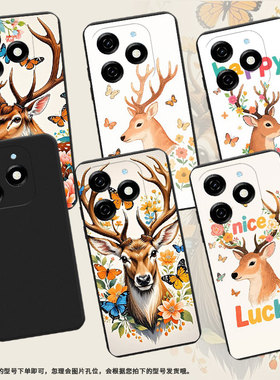 适用传音InfinixSmart8Pro手机壳8Plus磨砂壳鹿头侧影Smart8HD全包边InfinixSmart9防摔Smart9HD保护套