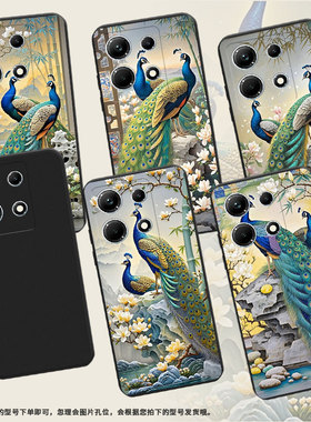 适用传音InfinixNote30手机壳InfinixNote30i磨砂壳InfinixNote30Pro高级感孔雀X6716B商务保护套