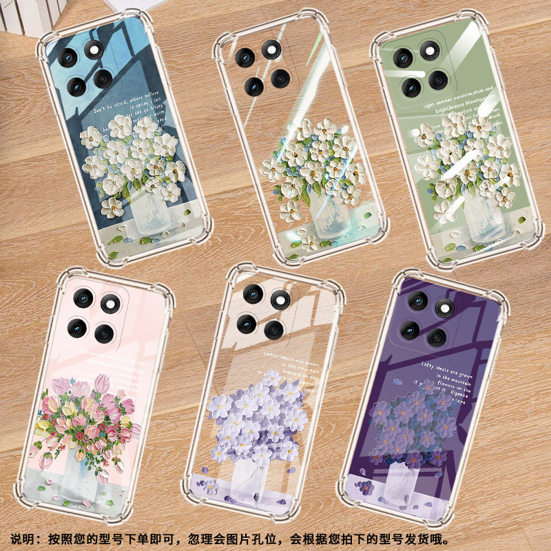 适用摩托罗拉Edge50Pro手机壳MOTOG75潮流油画插花Edge60防摔气囊壳MotoG86硅胶MotoG86Power时尚保护套