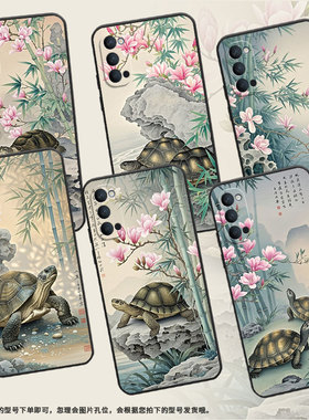 适用OPPOReno3手机壳10x纯黑色PCCM00商务0pp0RenoAce保护套Ace2硅胶新中式油画Reno2高级PCKM70轻薄2F软壳