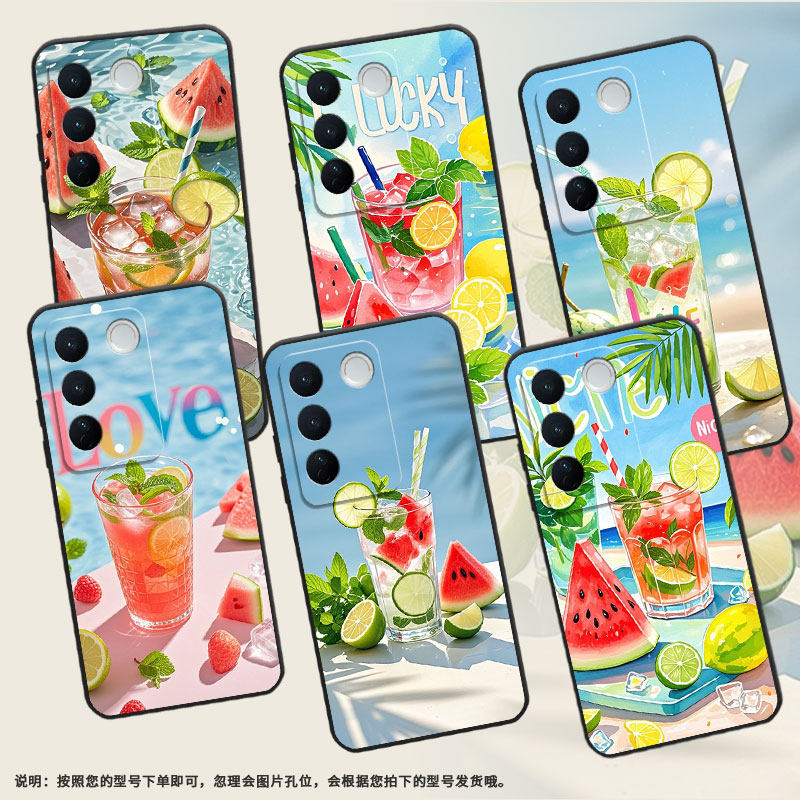 适用VivoV40手机壳V27耐磨V2158西瓜冰饮vivoV29Lite保护套V29Pro商务V2319防摔vivoV40E个性V40Lite软壳