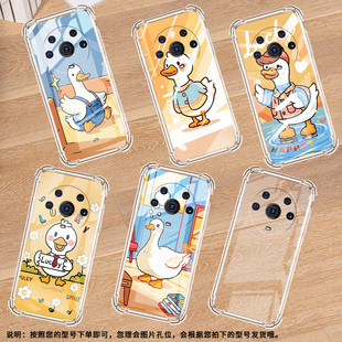 适用荣耀Play5TYouth气囊手机壳荣耀Play5TLite四角防摔Play9A2024手机壳HonorPlay3后置卡通鸭子保护套