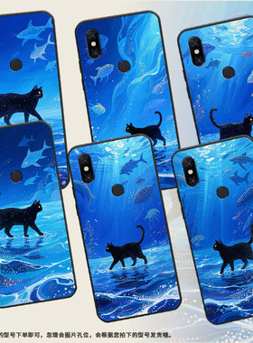 适用小米POCOF1手机壳防摔Xiaomi5x耐磨MCE16全包边小米6硅胶M1804E4A海面上黑猫mix3商务POCOF2Pro保护套