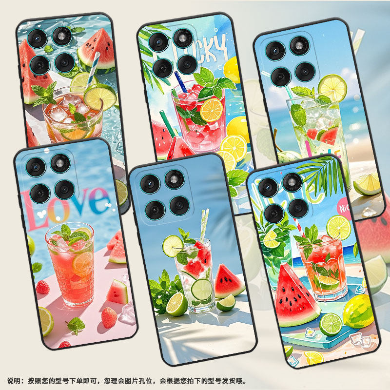 适用MOTOEdge60手机壳Edge60s高级感Motorola防摔Edge60Fusion硅胶G86Power全包XT2527-2夏天冰饮保护套