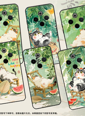 适用vivoY78手机壳Y78Plus全包边V2271A纯黑色viviY200Pro硅胶Y300Pro+耐磨可爱的大肥猫商务vivoY100保护套