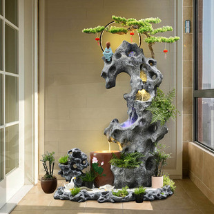 大型假山喷泉太湖石庭院装饰室内山水造景观招财流水摆件落地玄关