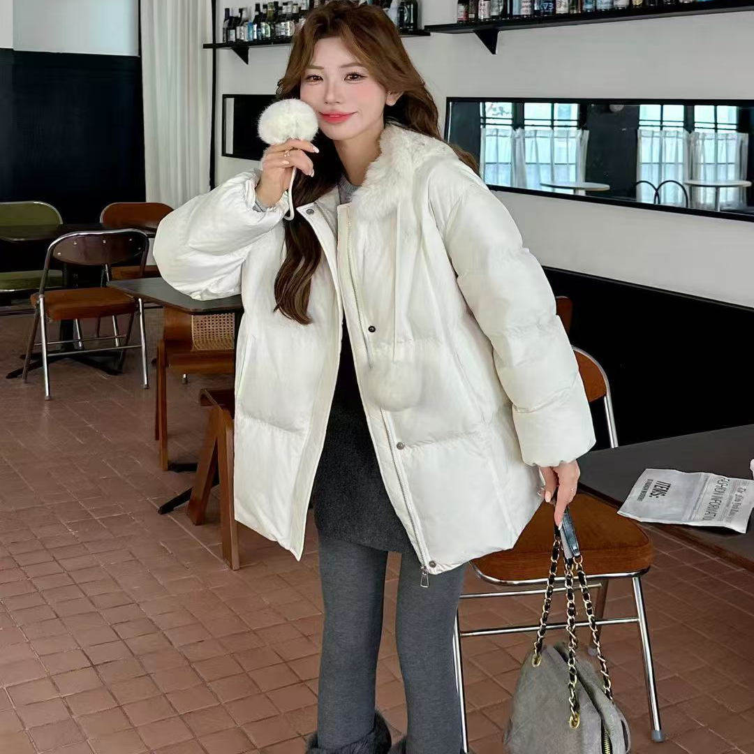中长款毛毛球羽绒服女时尚气质2025新款90白鸭绒真狐狸毛加厚保暖