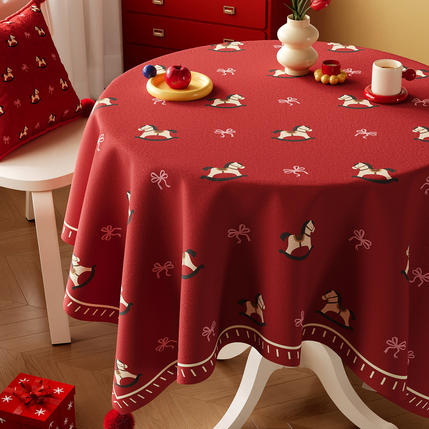 马年新年圆桌布红色喜庆氛围感圆形餐桌布防水防烫免洗茶几遮盖布,居家布艺,桌布,淘宝优惠券,粉丝福利购,淘宝优惠卷