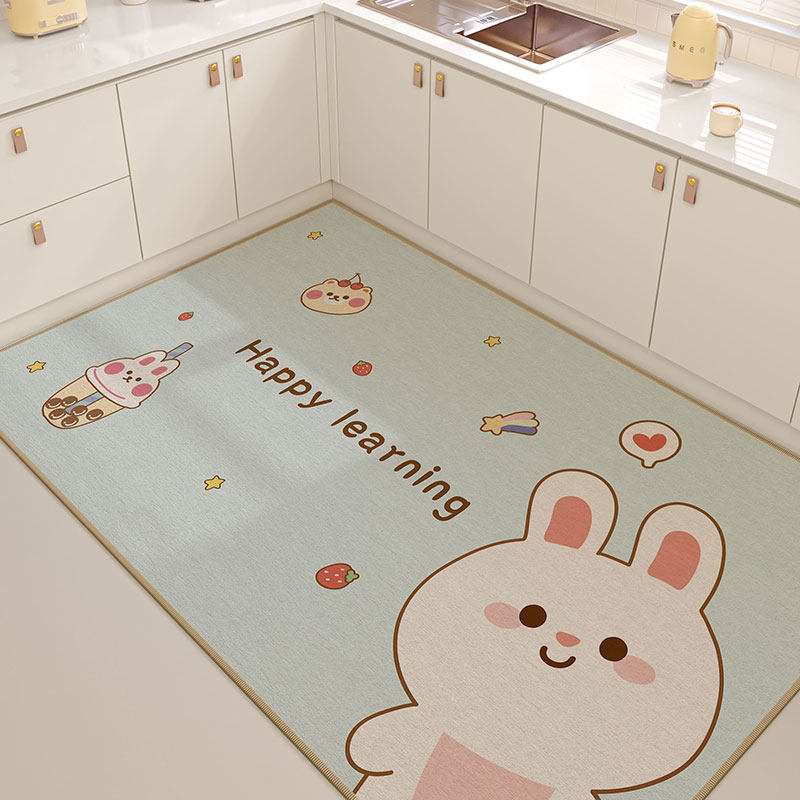 兔年新年厨房地垫新款防水吸水防滑地毯可爱卡通防油耐脏门口脚垫,居家布艺,厨房地垫,淘宝优惠券,粉丝福利购,淘宝优惠卷