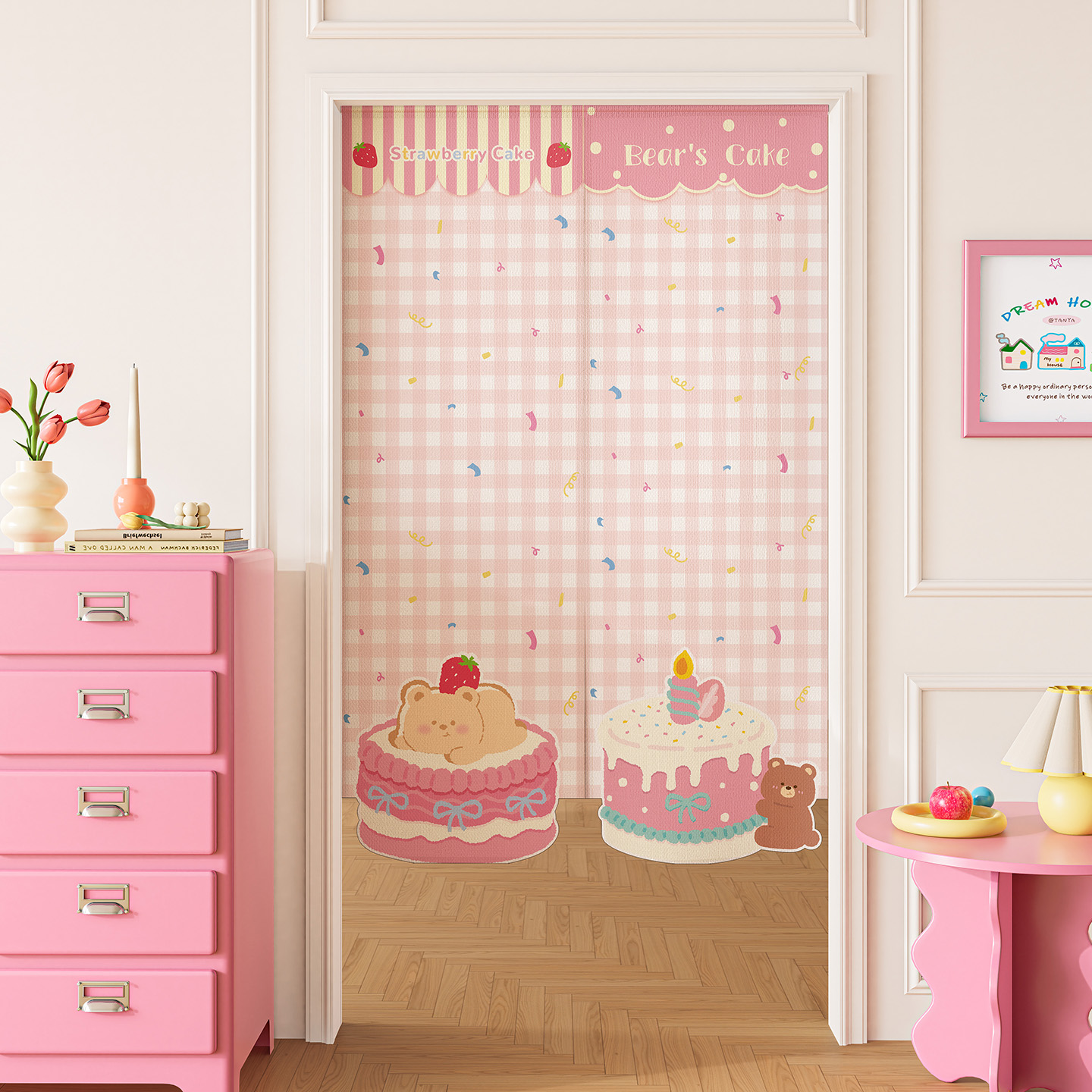 公主风异形门帘儿童房卧室免打孔