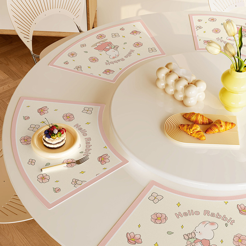 卡通扇形皮革餐垫弧形碗筷垫高级