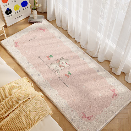 公主风床边毯2025新款卧室床边地毯儿童房床前免打理可爱毛绒脚垫