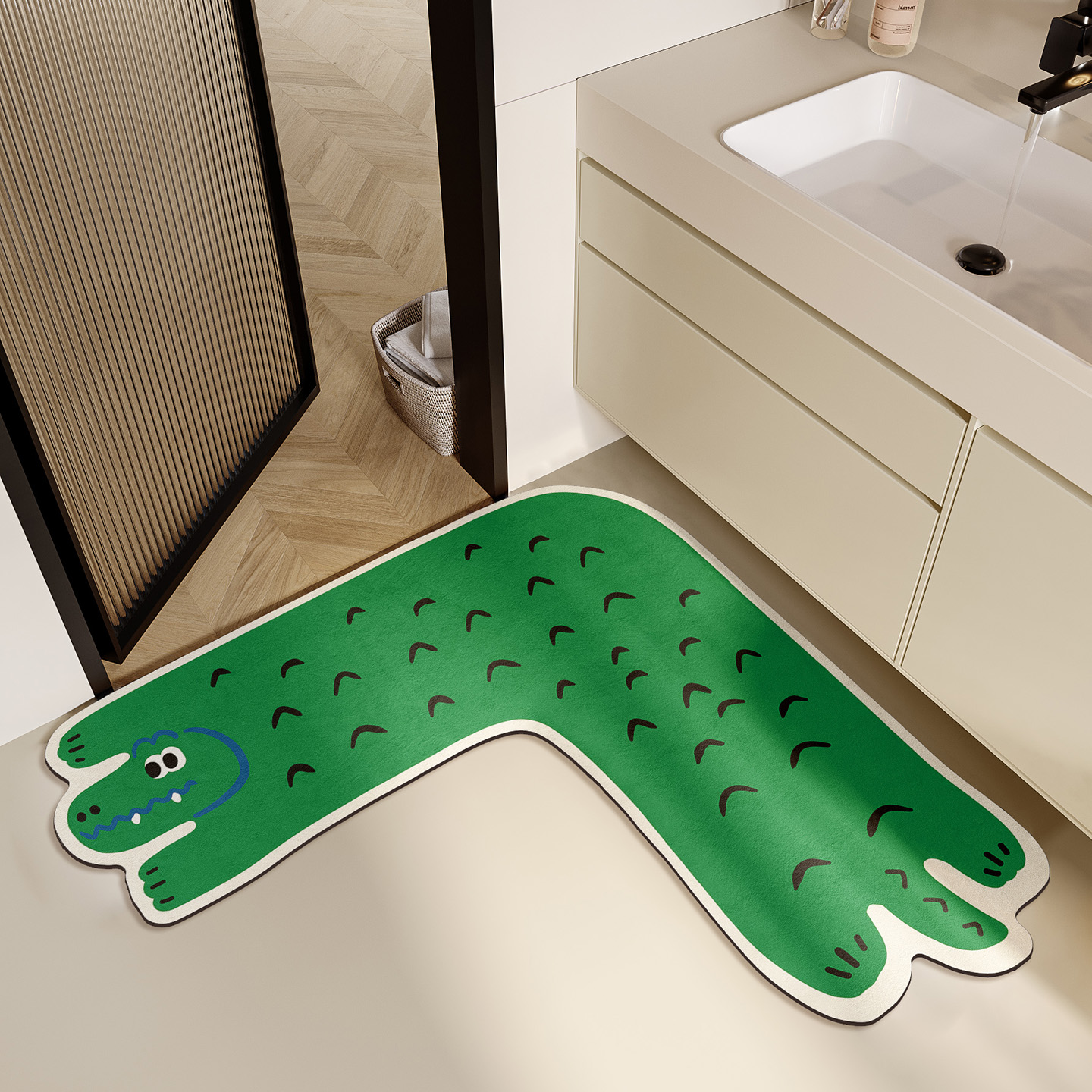 L型转角浴室地垫卫生间硅藻泥