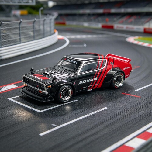 拓意1/64仿真日产天际线GTR V8合金汽车模型滑行小车摆件礼物收藏