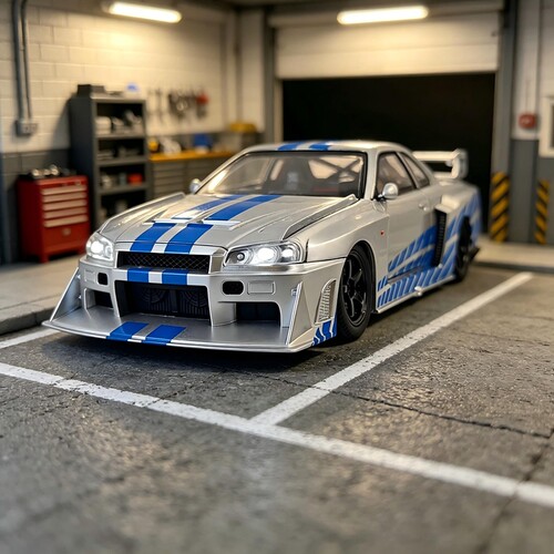 1:24仿真Nissan Skyline GT-RR34合金车模摆件收藏改装版赛车礼物