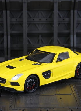 1:24仿真大奔SLS AMG合金跑车模型鸥翼门声光回力男孩玩具车摆件