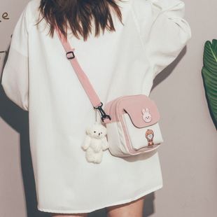 小清新斜挎包女韩版 女童包包可爱夏季 可爱日系帆布包包2020新款