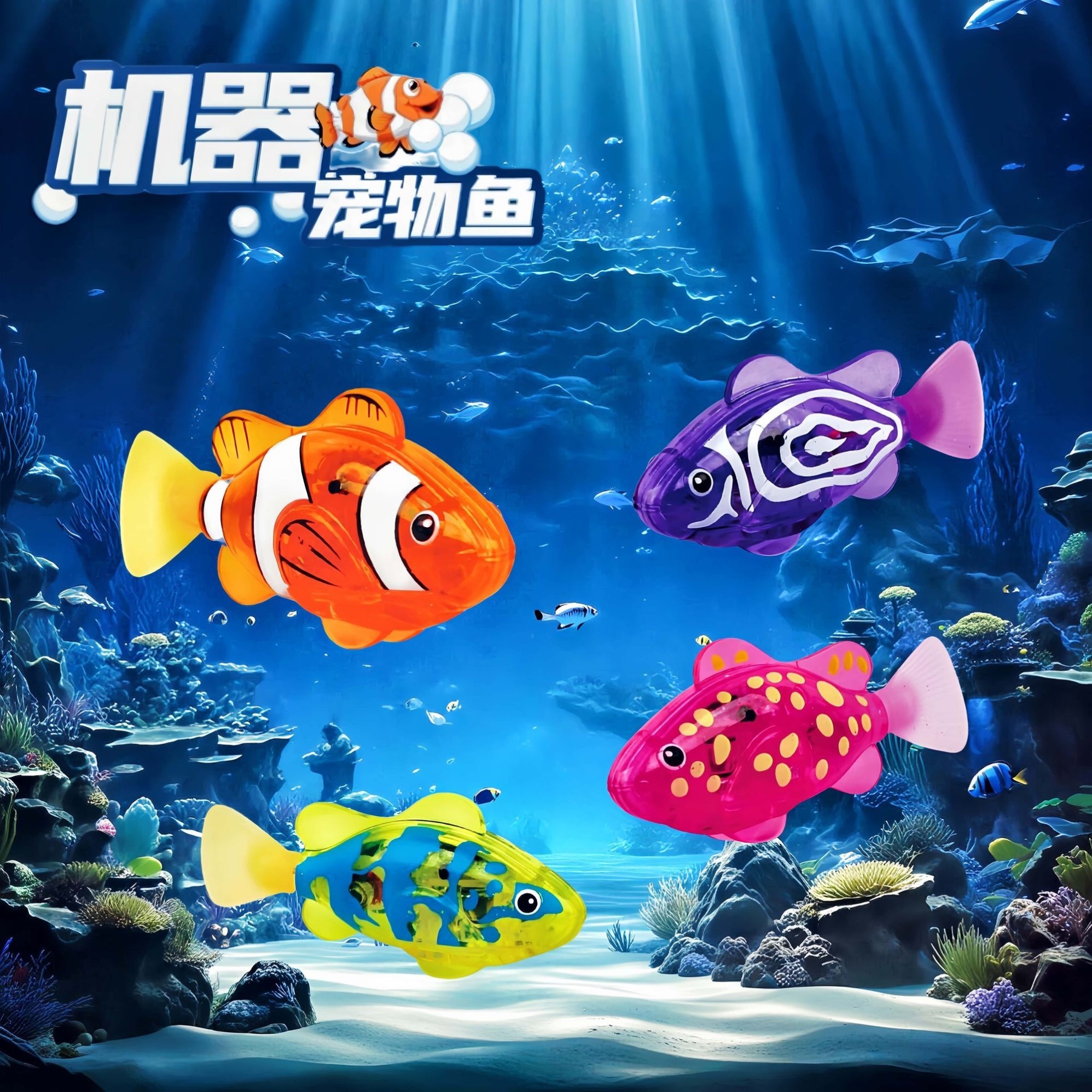 儿童电动小鱼仿真玩具感应发光游泳宝宝洗澡戏水小丑鱼摇摆宠物鱼