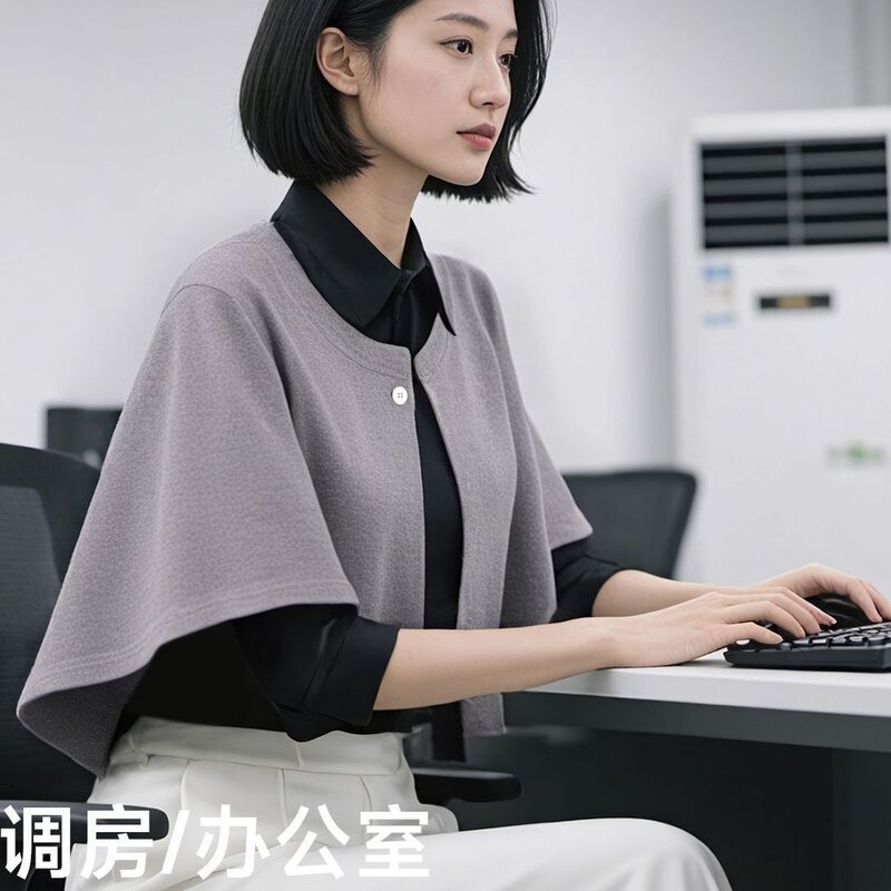 大码德绒月子可护肩颈椎坎肩防寒空调房披肩四季薄短款男女可穿