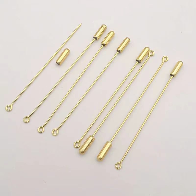9字针铜插针胸针配件一字针长别针饰品1金银保色胸花布艺手工材料