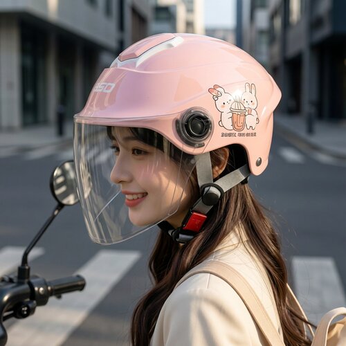 电动车头盔女超轻便2026新款夏季防晒3c认证摩托男不压头发安全盔