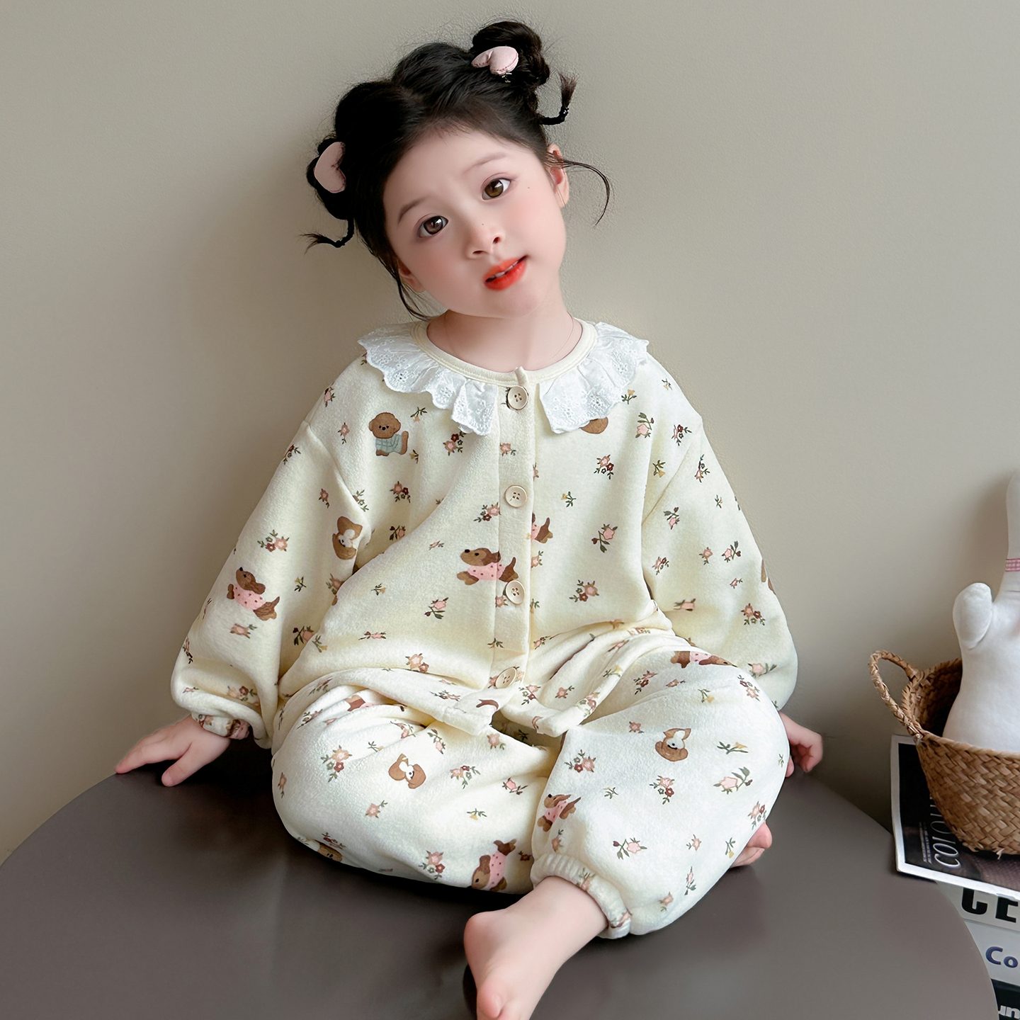 女童睡衣秋冬季奥粒绒2025新款
