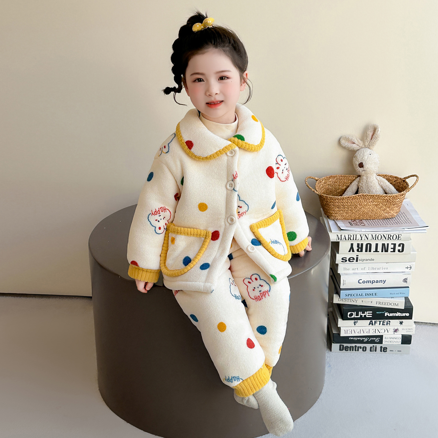 儿童睡衣2025新款冬季三层夹棉