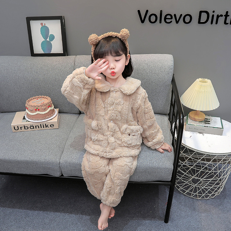 女孩套装女童家居服加绒加厚婴儿