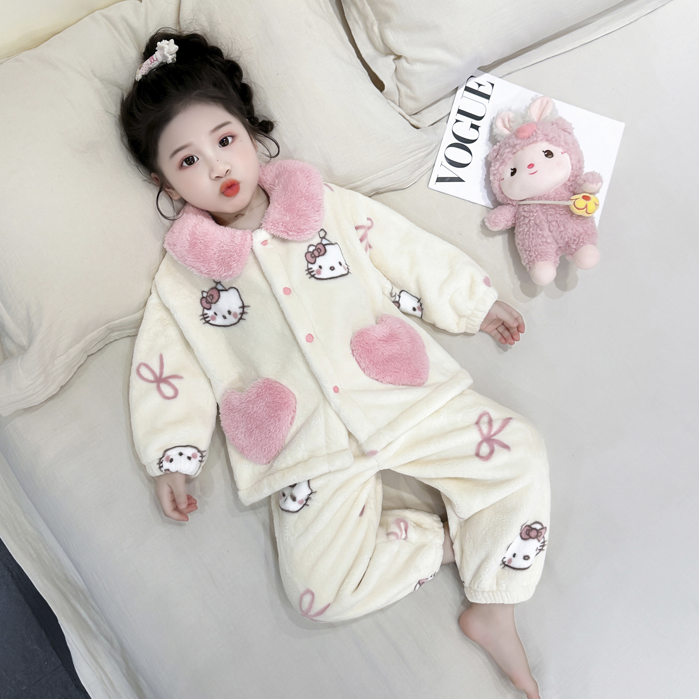 儿童睡衣女孩秋冬季珊瑚绒女宝