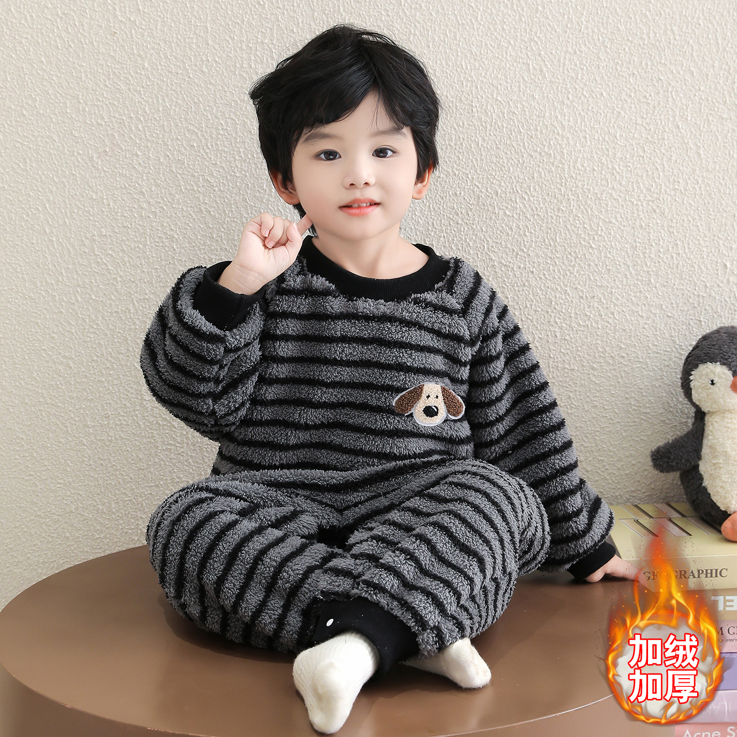儿童连体睡衣冬季宝宝双层加绒