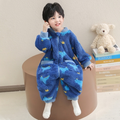 男童珊瑚绒连体睡衣秋冬款