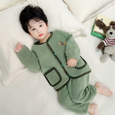 儿童睡衣男童珊瑚绒秋冬季