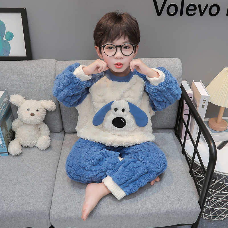 加厚宝宝家居服冬季儿童套装
