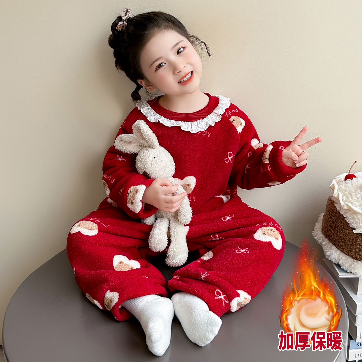 女宝宝睡袋秋冬款加厚珊瑚绒