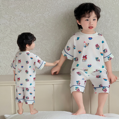 男童夏季薄款家居服套装