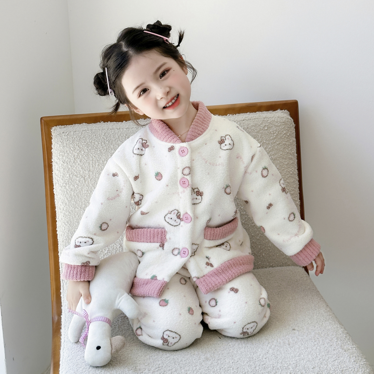 女童睡衣套装2025新款秋冬