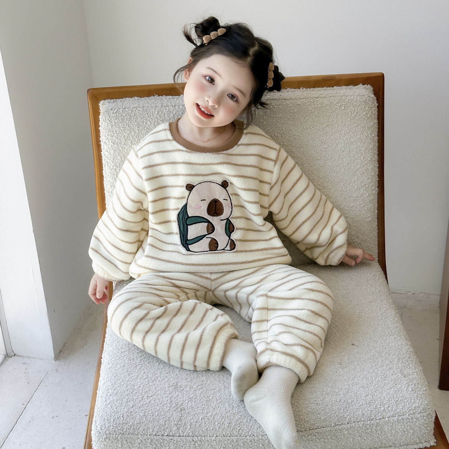 女童睡衣套装2025新款秋冬