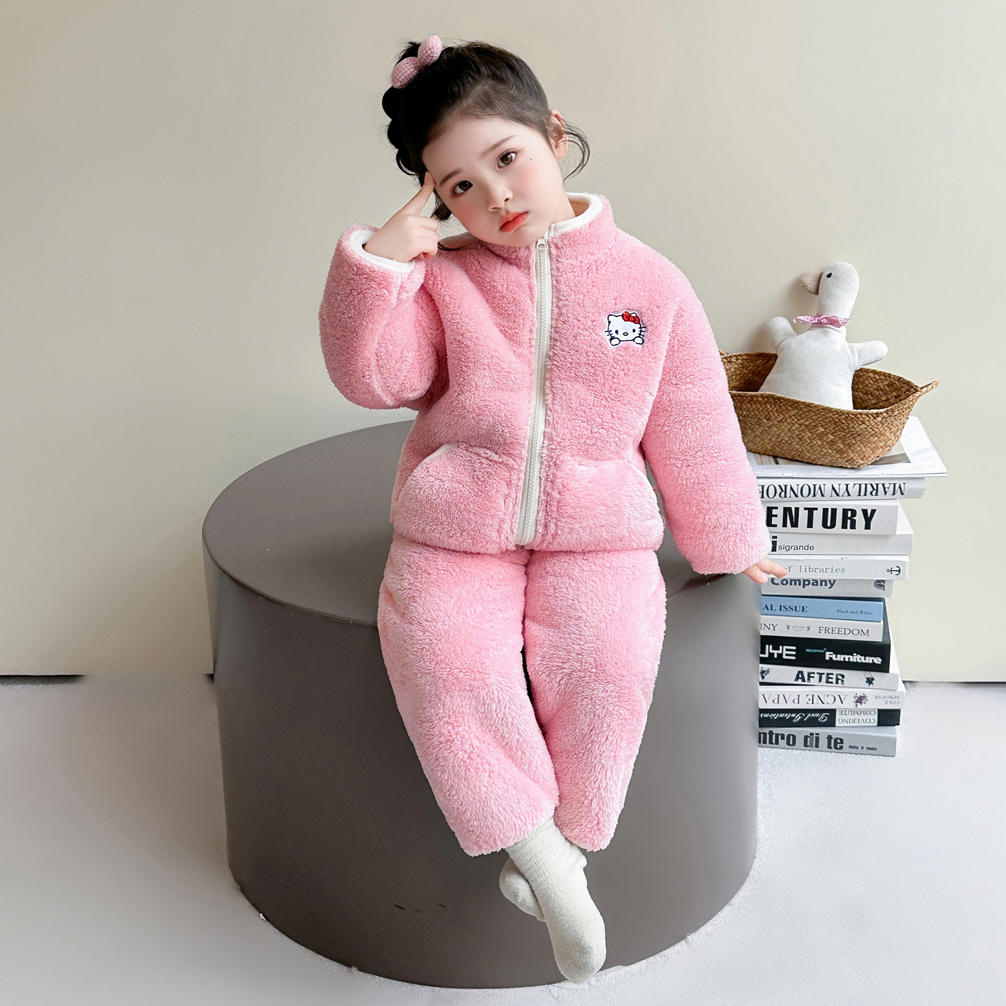 女童珊瑚绒保暖家居服套装