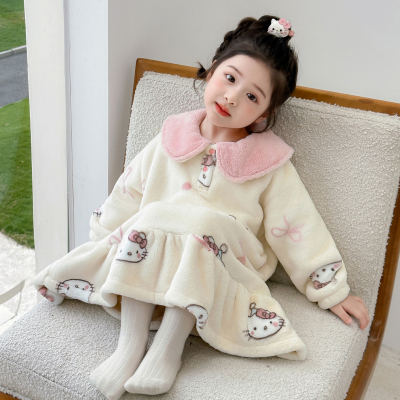 女童睡衣秋冬季加厚珊瑚绒