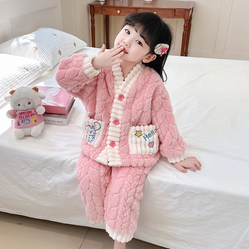 套装小女孩加厚保暖家居服