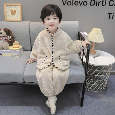 男童珊瑚绒秋冬款家居服套装