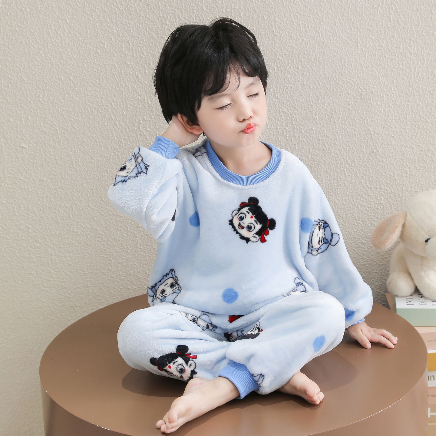 儿童睡衣男童法兰绒春秋冬款