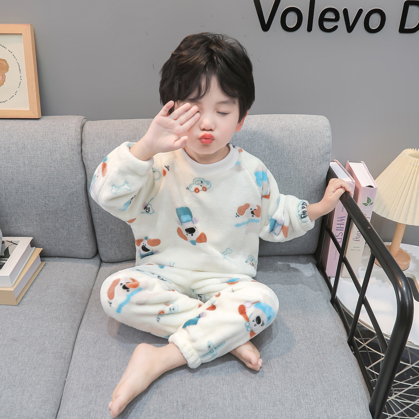 男童睡衣秋冬季法兰绒加厚珊瑚绒