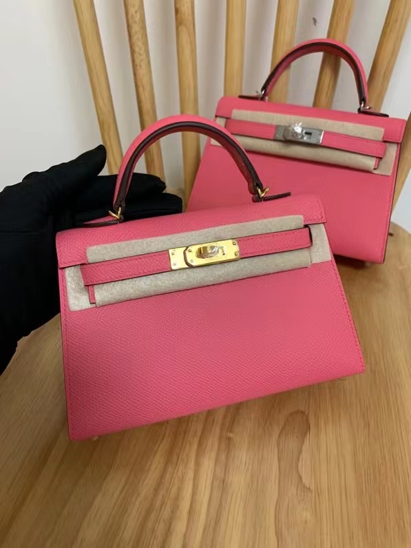 私人订制纯手工进口皮料蜡线缝制唇膏粉凯莉二代ep som皮金扣银扣