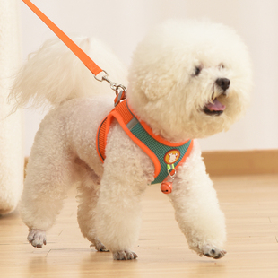 狗狗的牵引绳背心式小型犬泰迪比熊博美夏季透气胸背带遛狗绳狗链