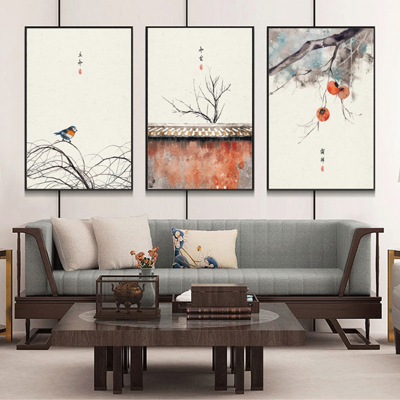 中式装饰画24节气中国古风挂画现代餐厅新中式墙面二十四客厅墙画图片